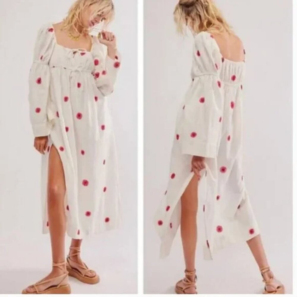 NWOT Free People Emory Embroidered Midi Dress